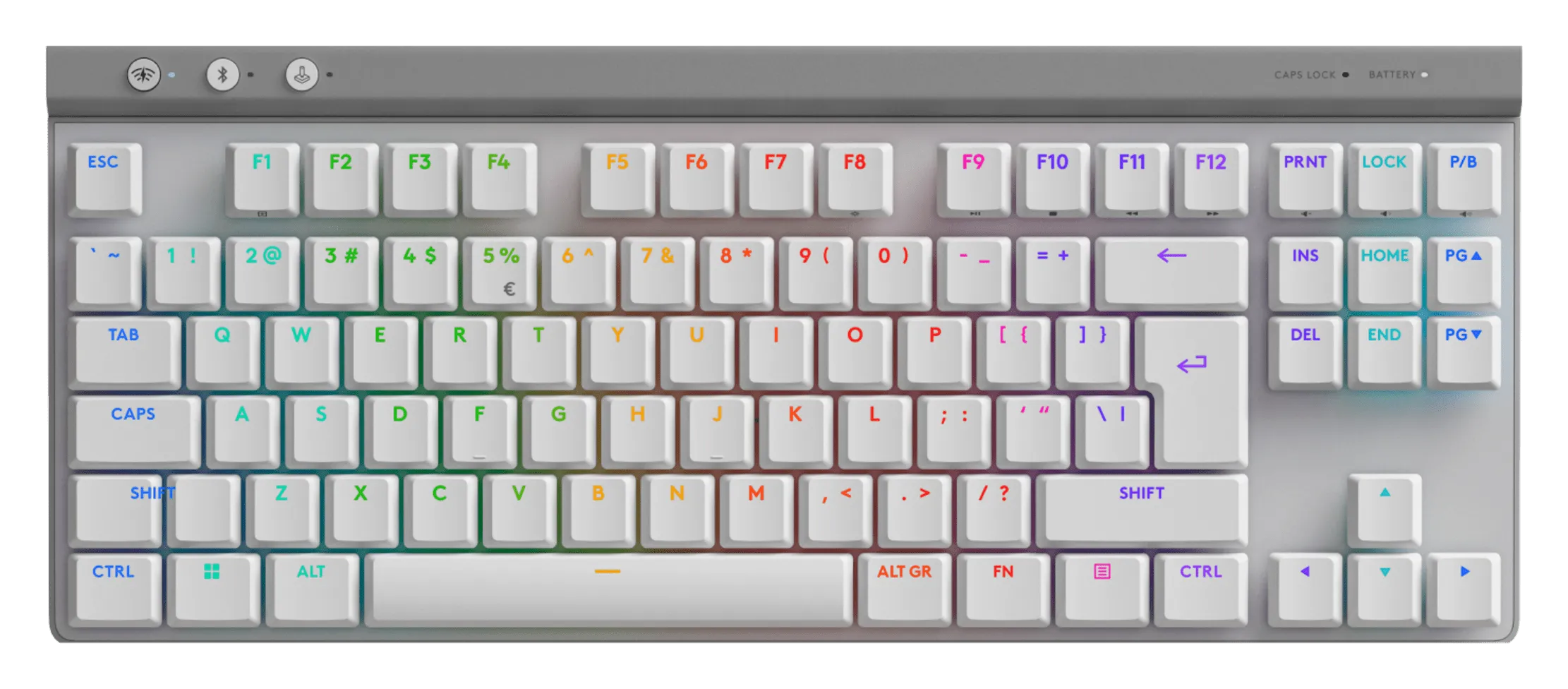 White Logitech G515 TKL low-profile keyboard