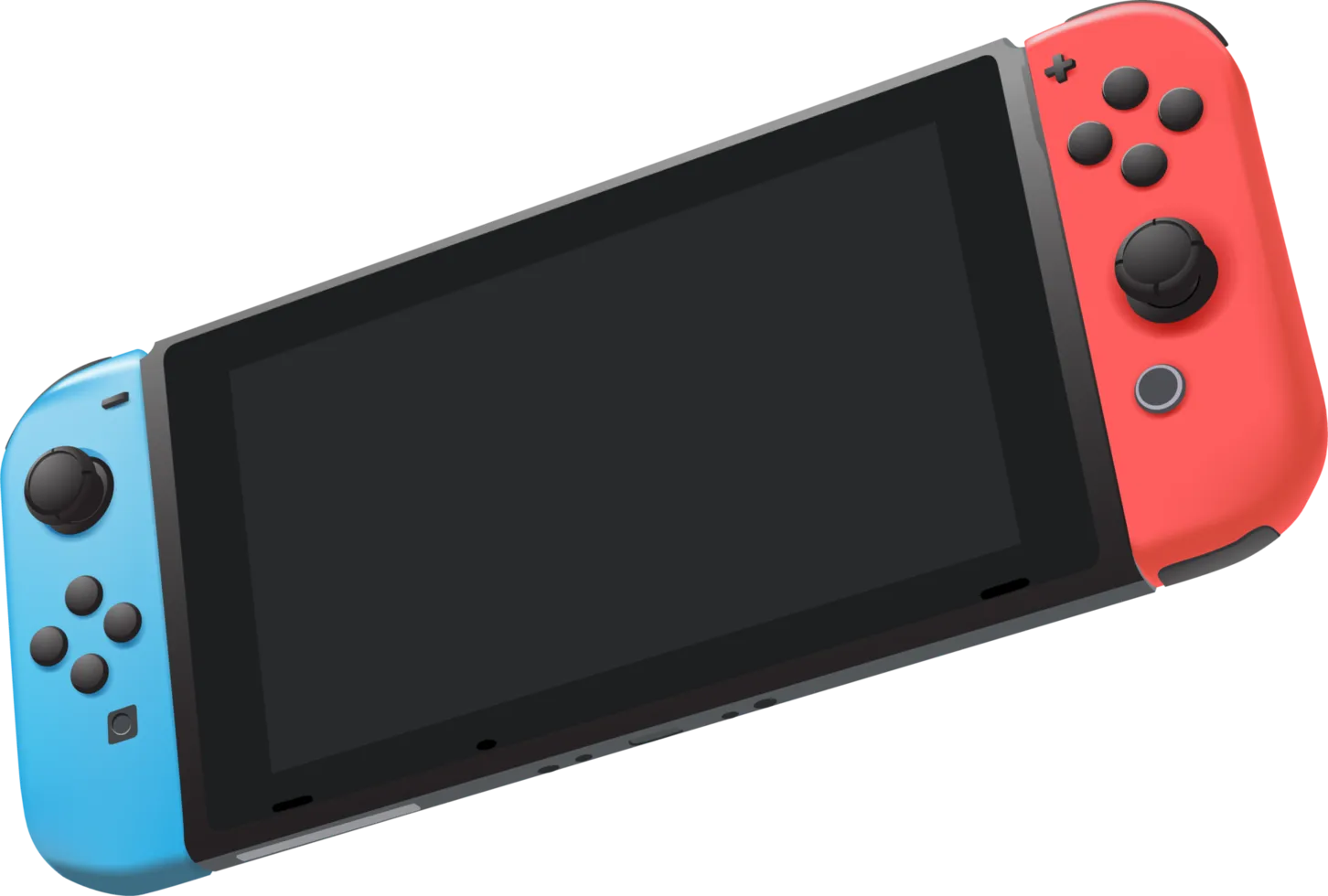 Nintendo Switch with neon blue and neon red Joy-Con controllers